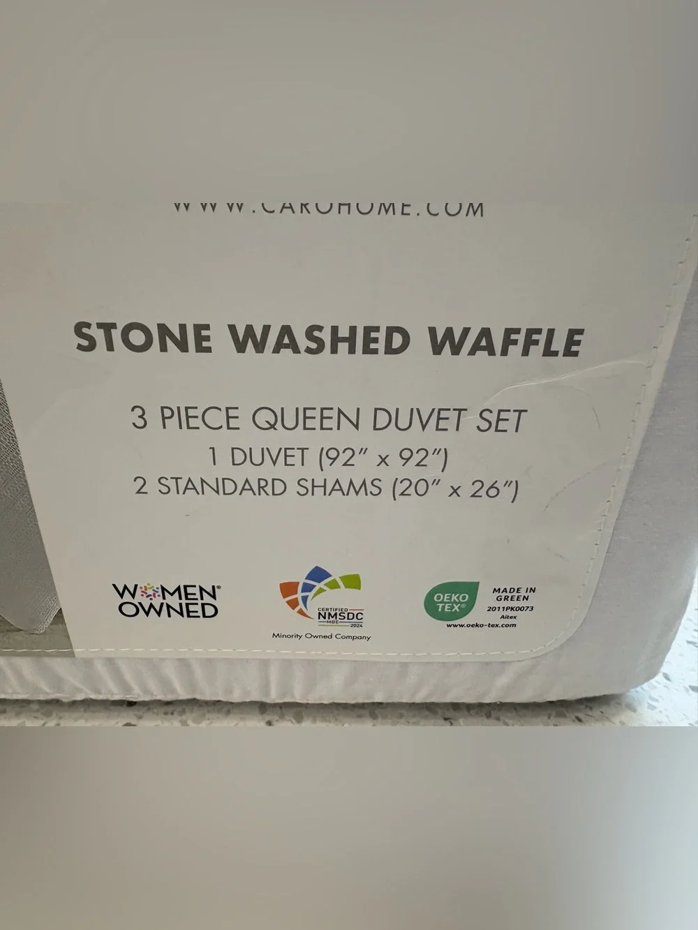 NEW Caro Stone Washed Waffle Queen Duvet Set - White